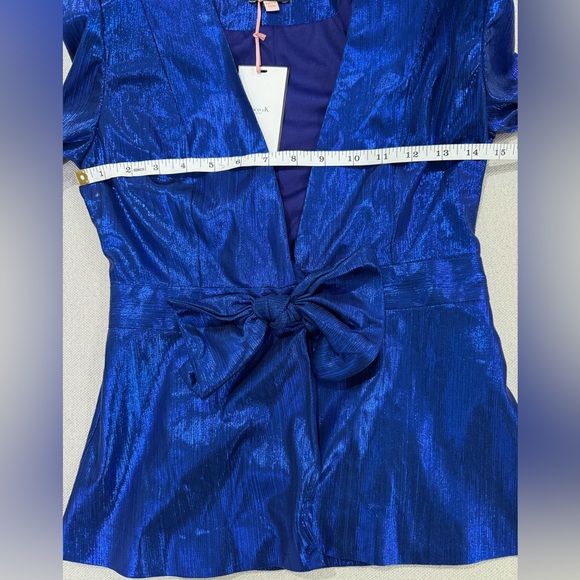Koko & K London Cobalt Plisse Top with shoulder pads Size 2 - Picture 8 of 9